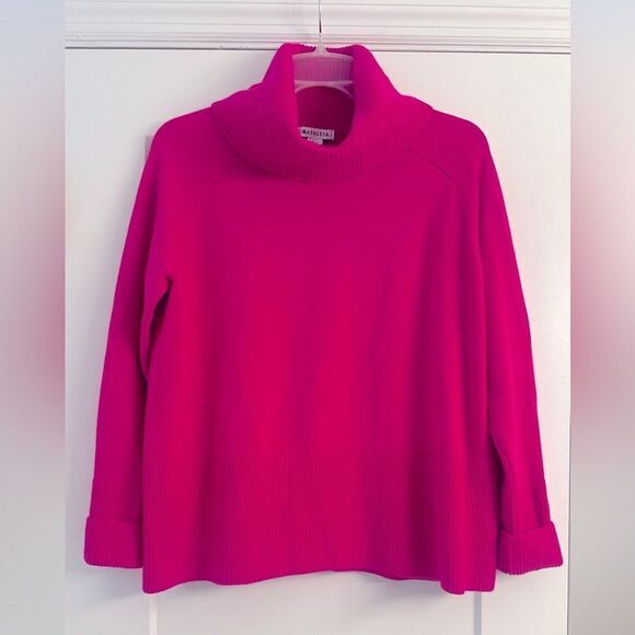 Athleta WOOL CASHMERE ASPEN TURTLENECK SWEATER Electric Fuchsia - Picture 4 of 7